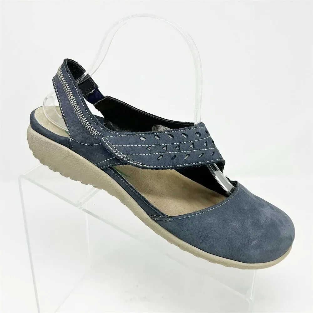 Naot Kapua Slingback Open Back Sandal Flats Blue Size 39 (US 8) Casual Shoes